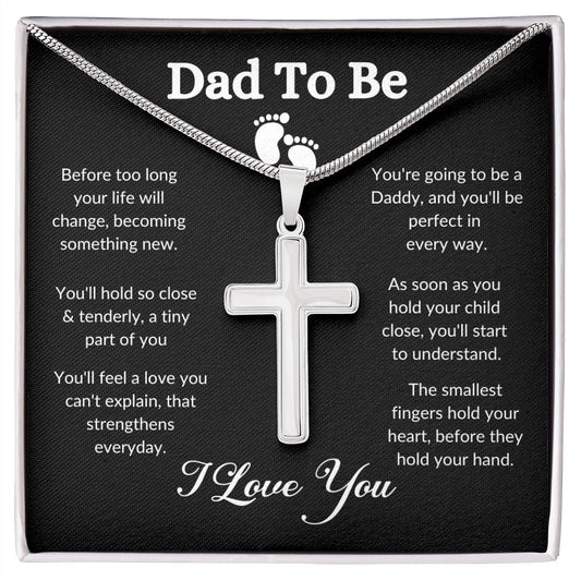 For Dad To Be | I Love You - Stainless Steel Cross Necklace